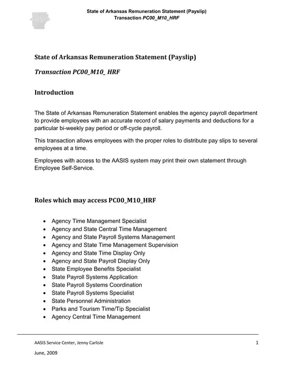 Arkansas Remuneration Statement for Payroll Validation and Employee Access