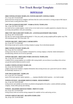 Tow Truck Receipt Template for Efficient Towing Services Management form preview