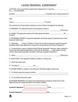 Lease Renewal Agreement Terms and Conditions form preview