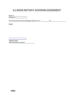 Illinois Notary Acknowledgment and Cash Receipt Document form preview