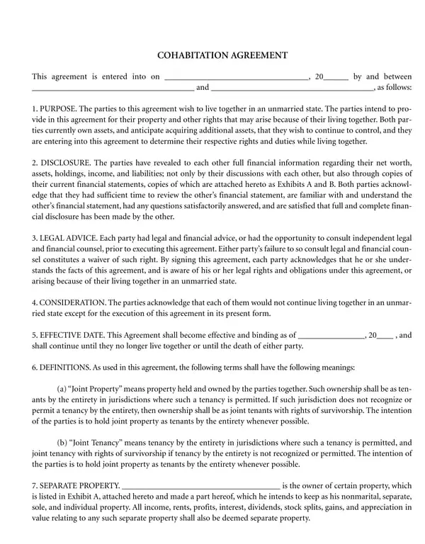Cohabitation Agreement - Legal Framework for Shared Assets for Unmarried Parties