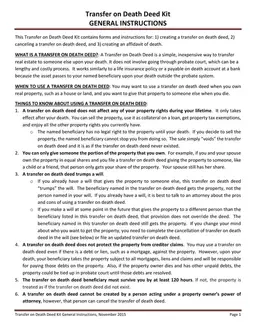 Transfer on Death Deed Kit for Efficient Estate Planning form preview