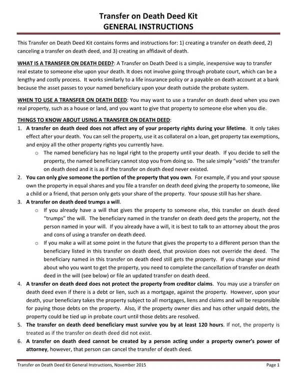 Transfer on Death Deed Kit for Efficient Estate Planning