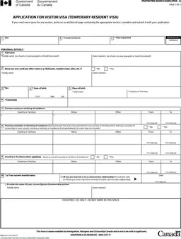 Canada IMM 5257 form preview
