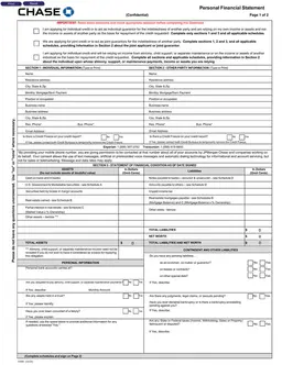 Personal Financial Statement for Credit Applications form preview