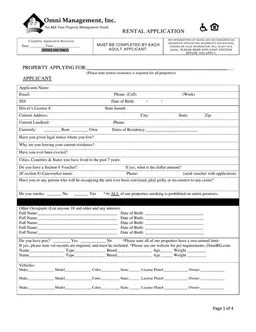 Renter Application for Tenant Screening - Zillow form preview