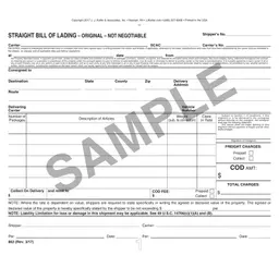 Delaware Straight Bill of Lading - Contract for Shipment Receipt and Delivery form preview