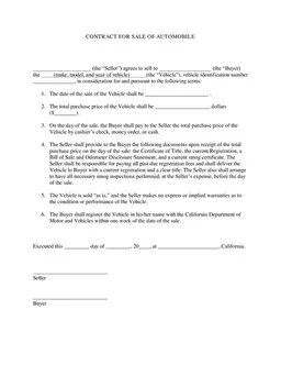 Automobile Sale Contract for Used Vehicles - Legally Validating Transfers and Transactions form preview