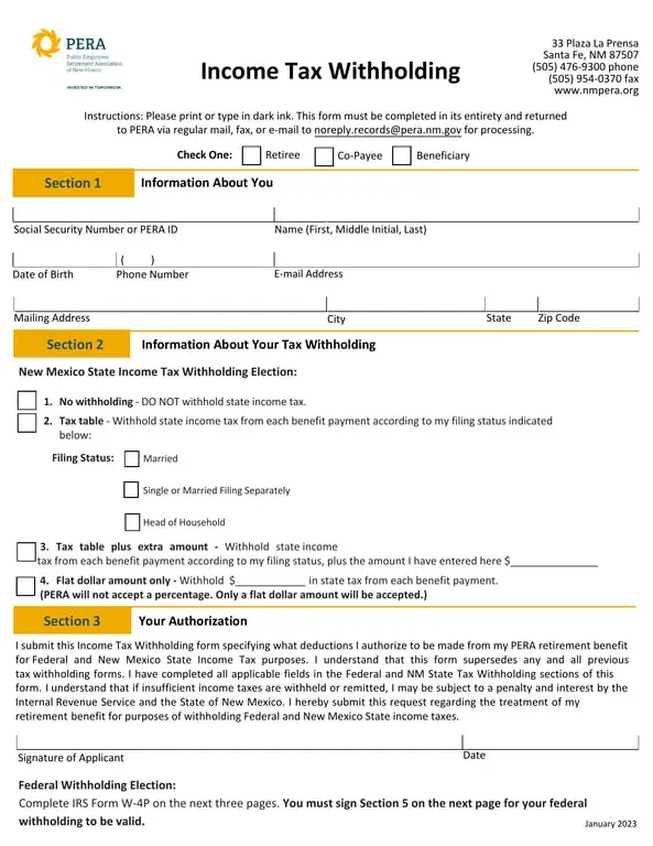New Mexico Income Tax Withholding Preferences Management