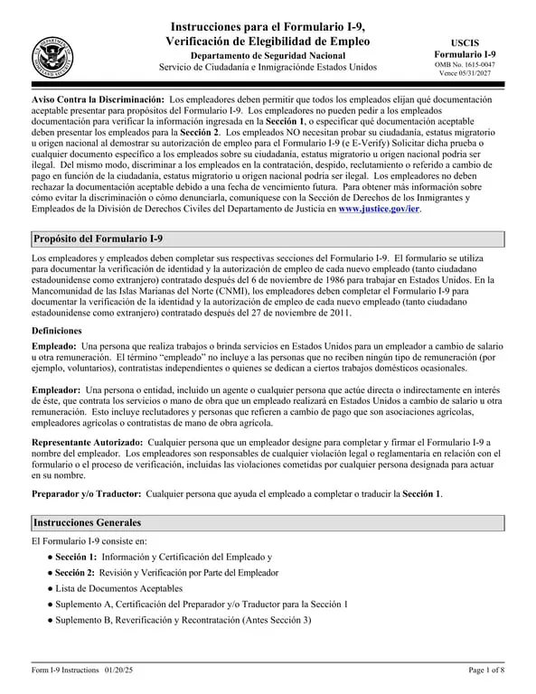 I-9 Employment Verification USCIS