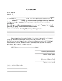 Texas Quit Claim Deed - Transfer Property Rights Documentation form preview