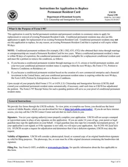 USCIS I-90 Application for Permanent Resident Card Renewal or Replacement form preview