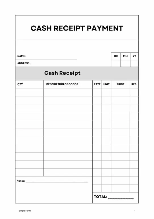 Massachusetts Cash Payment Acknowledgement with Transaction Details