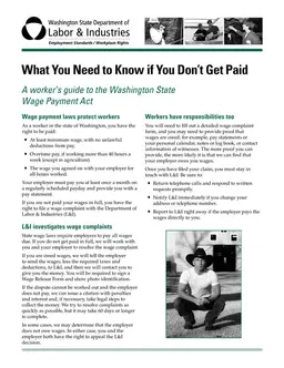 Washington State Worker Wage Payment Law Rights and Complaint Process form preview