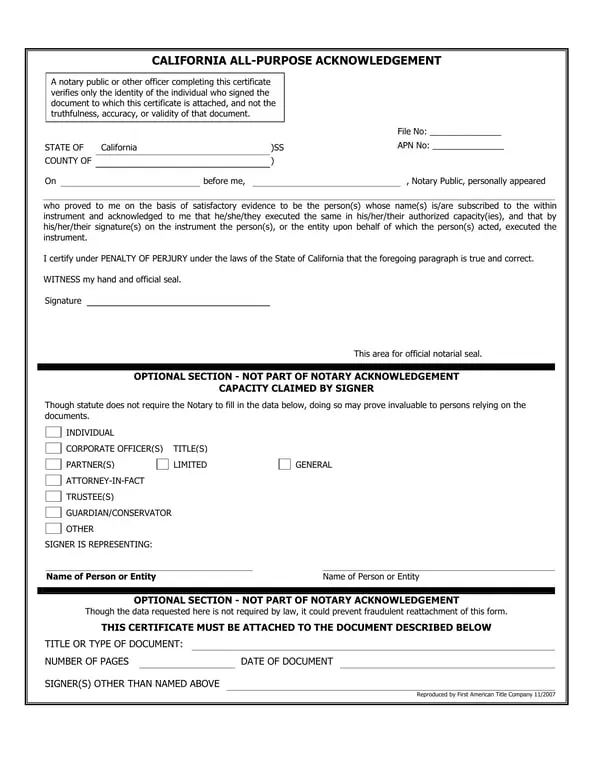 California Notary Acknowledgment and Identity Verification