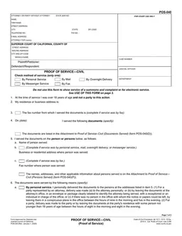 California Civil Proof of Service POS-040 Overview form preview