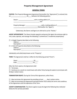 Property Management Agreement Outline  - Rights, Responsibilities, and Cooperative Terms form preview