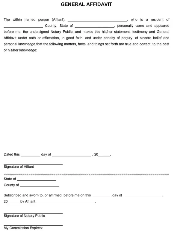 Affidavit Form