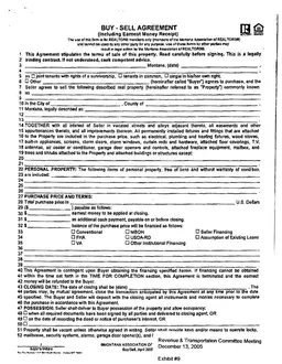 Montana Realtors Property Buy-Sell Agreement and Earnest Money Receipt form preview