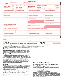 W-3 – Transmittal of Wage and Tax Statements form preview
