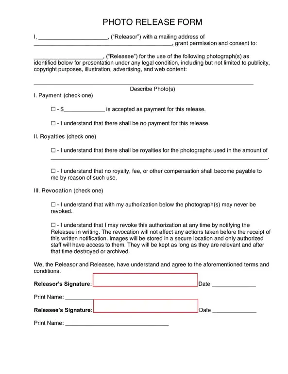Authorized Photo Use Agreement - Legal, Publicity, and Advertising Purposes