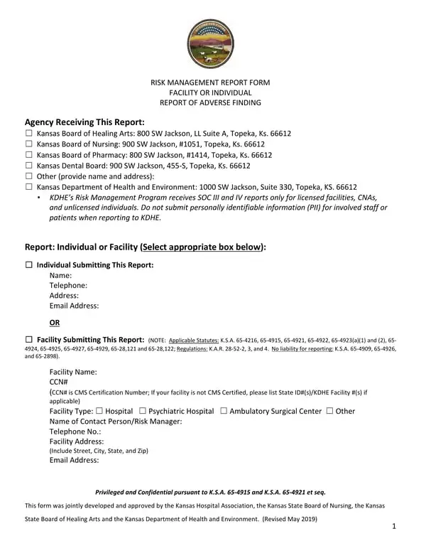 Kansas Risk Management Confidential Report SOC III and IV