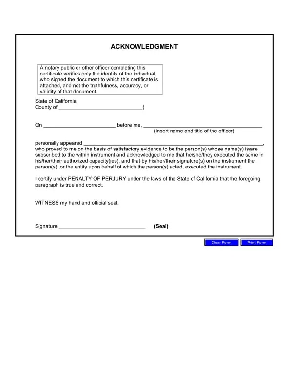 California Notary Acknowledgment Verification