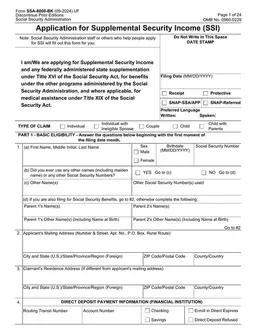 SSA-8000-BK - Apply for Supplemental Security Income and Other Benefits form preview