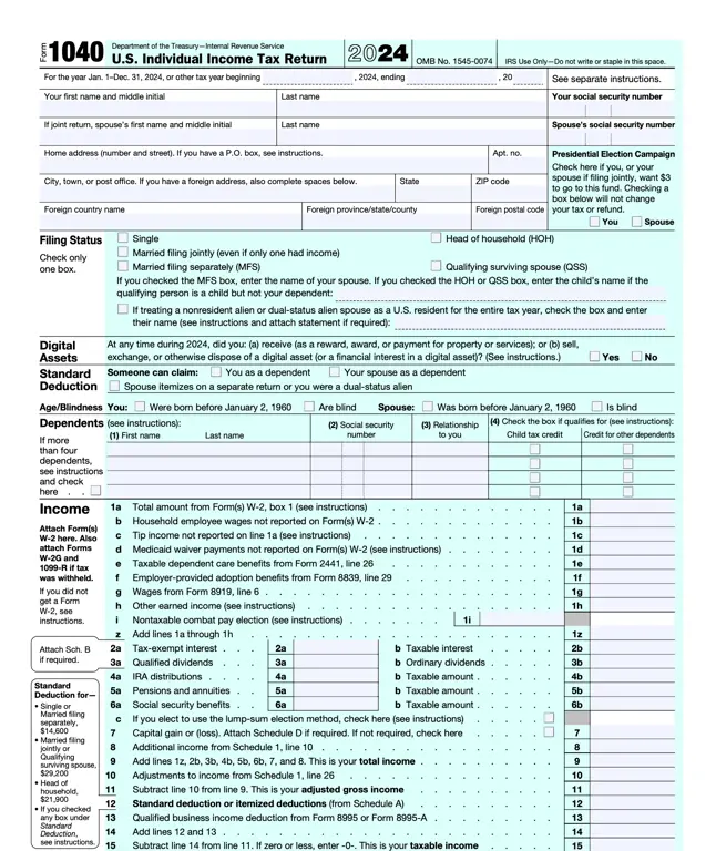 Get the most current 1040 – U.S. Individual Income Tax Return form now