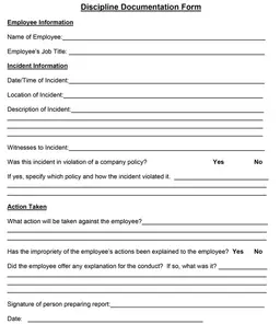 Disciplinary Action Form – Employee Performance and Conduct Record form preview