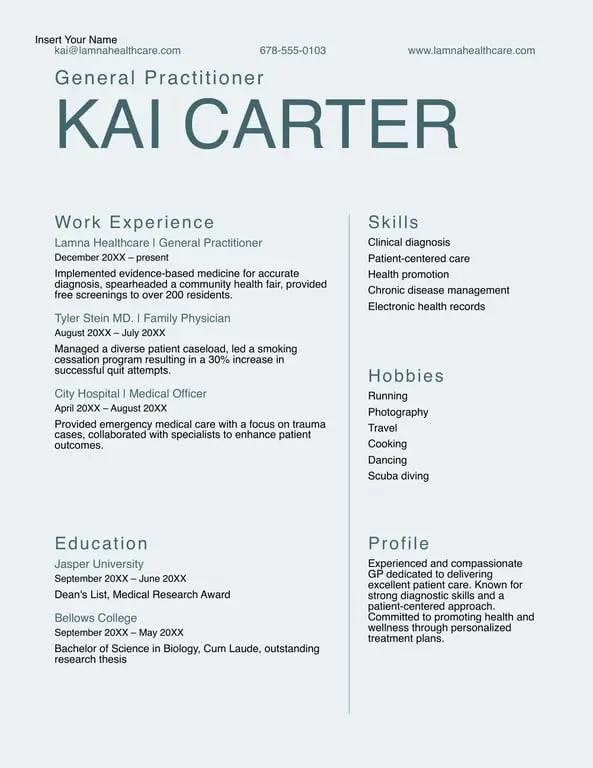 Modern traditional professional resume