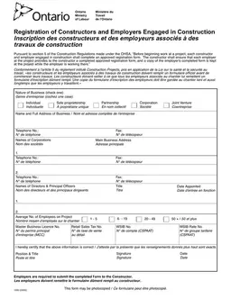 Ontario 1000 - Registration for Constructors and Employers in Construction form preview