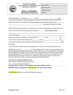 Alaska State 25A-R950 Residential Acquisition Rental Agreement Basics form preview