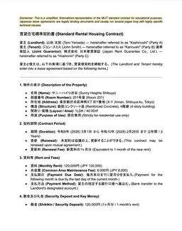 Japanese Standard Rental Housing Contract Template – 賃貸住宅標準契約書 form preview