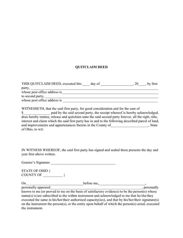 Ohio Property Interest Transition Deed