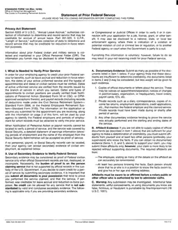Standard Form 144 - Statement of Prior Federal Service Overview form preview