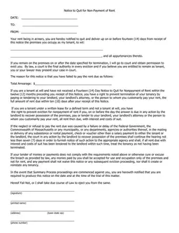 Massachusetts 14-Day Eviction Notice for Non-Payment of Rent form preview