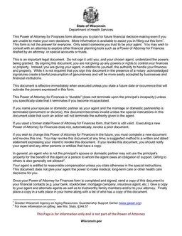 Wisconsin Power of Attorney Documents form preview