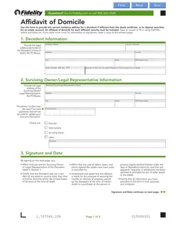 Domicile Affidavit for Estate Securities and Address Verification form preview